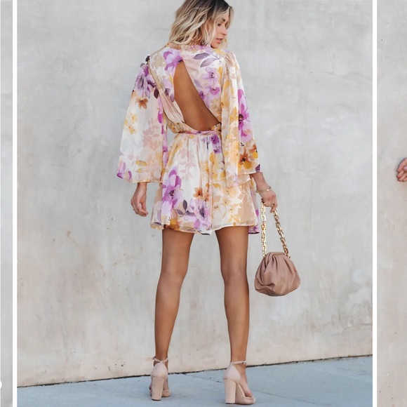 NWOT VICI DAMAYA FLORAL CHIFFON TASSEL DRESS - Picture 7 of 8